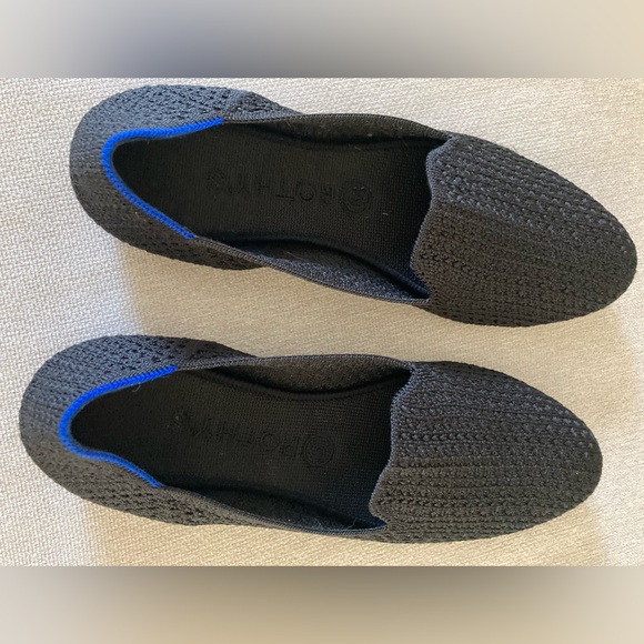 Rothy's Elegant Black Flats with Blue Highlights like new - Picture 2 of 5